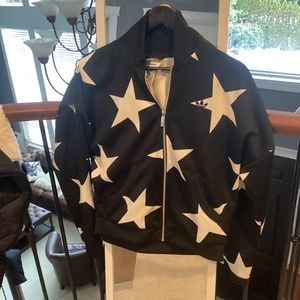 ADIDAS bomber style track jacket. Size 40. With stars! Black/white